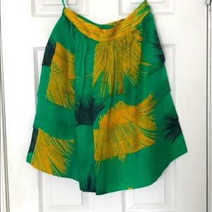 Anthropologie Green/Yellow printed skirt
